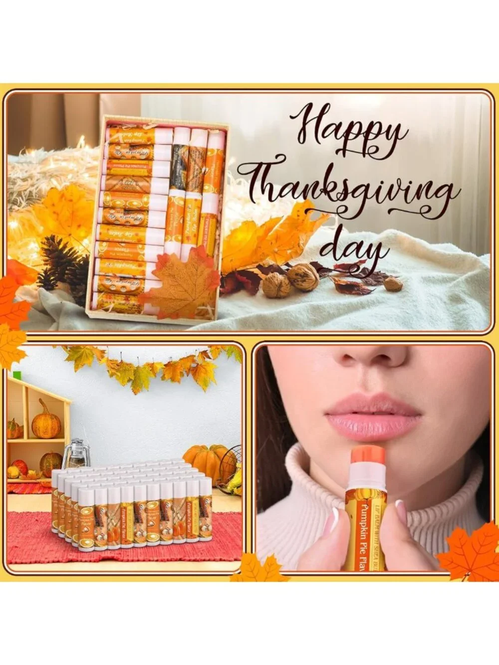 100 Pcs Pumpkin Pie Scented Lip Balms | Fall Party Favors & Gifts for Women